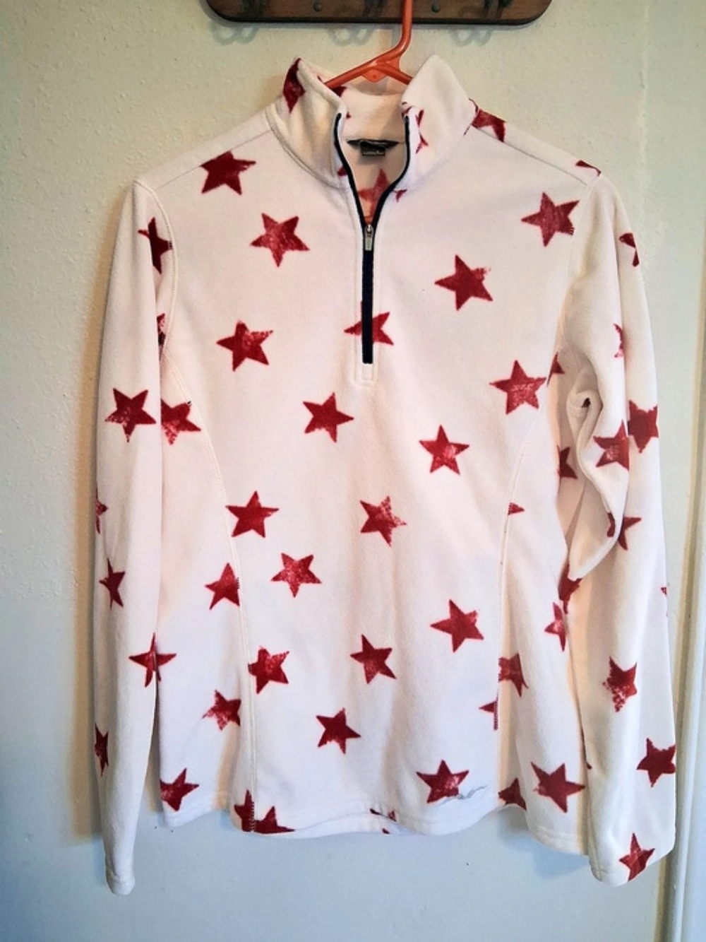 Eddie Bauer Star Print Quarter Zip Pullover Fleece in Sz Small Like New
